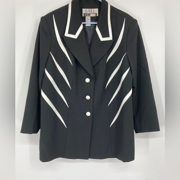 Ben Marc / BMI Studio Stylish Black /White Blazer Size 18 - Picture 1 of 4